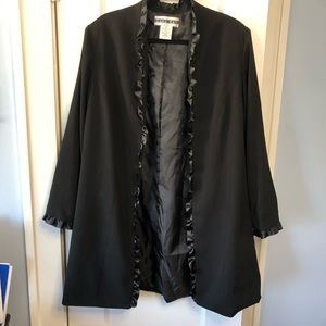 Black Ribbon Trim Oversized Blazer